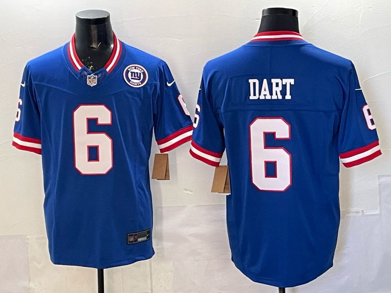 Men 2025 Nike New York Giants #6 Dart Blue 3th generation Thorwback Limited NFL Jersey 0014->new york giants->NFL Jersey